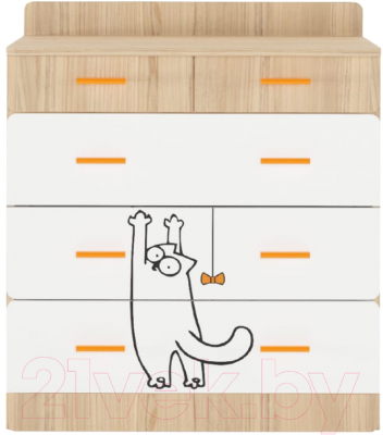 Комод Аквилон Кот №9.1 (туя светлая/белый)