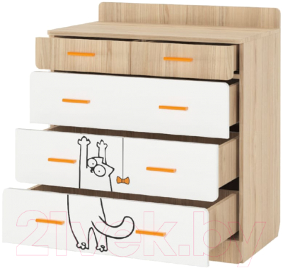 Комод Аквилон Кот №9.1 (туя светлая/белый)