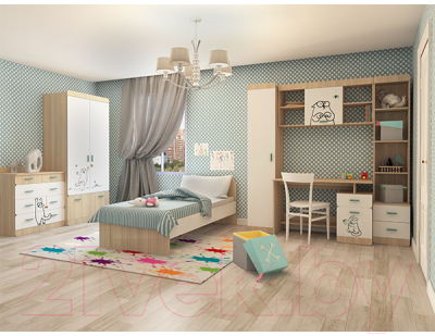 Комод Аквилон Кот №9.1 (туя светлая/белый)