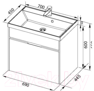 Тумба под умывальник Aquanet Латина 70 / 180032