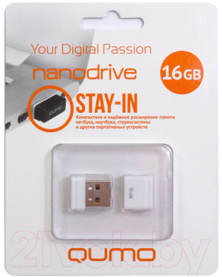 USB flash накопитель Qumo Nano 16GB White / QM16GUD-NANO-W