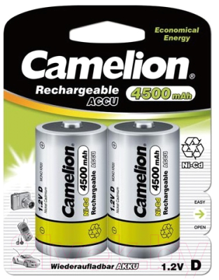 Комплект аккумуляторов Camelion D-4500mAh-BP2 NC - фото