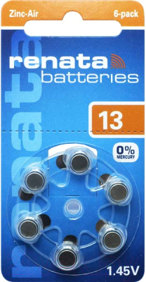 Комплект батареек Renata ZA13 BL-6 1.4V - фото