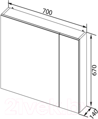 Шкаф с зеркалом для ванной Aquanet Порто 70 / 241748