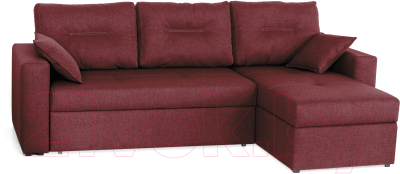 Диван угловой Мебель-Парк Торонто 1 Evolution 6 Cranberry рогожка (вишневый) - фото
