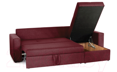 Диван угловой Мебель-Парк Торонто 1 Evolution 6 Cranberry рогожка (вишневый)