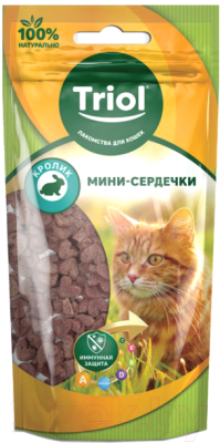 Лакомство для кошек Triol Мини-сердечки из кролика / 20171024 - фото