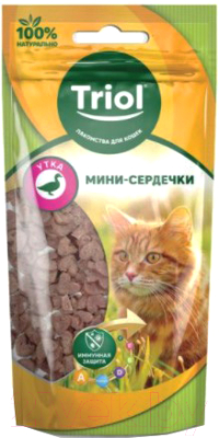 Лакомство для кошек Triol Мини-сердечки из утки / 20171023 - фото