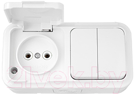 Блок выключатель+розетка Bylectrica Пралеска Аква 2В-РЦ-655 - фото