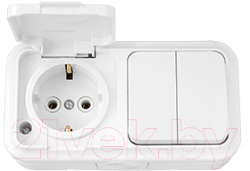 Блок выключатель+розетка Bylectrica Пралеска Аква 2В-РЦ-659 - фото