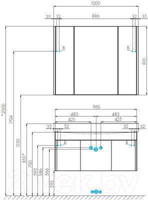 Тумба с умывальником Акватон Беверли 100