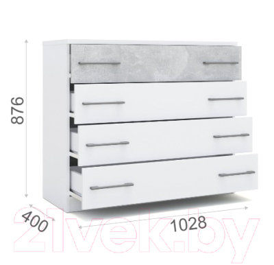 Комод Империал Аврора (белый/ателье светлый)