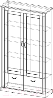 Шкаф с витриной Интерлиния ТР-ШГ2В (вудлайн кремовый/дуб венге)