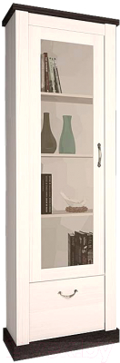 Шкаф с витриной Интерлиния ТР-ШГВ (вудлайн кремовый/дуб венге) - фото