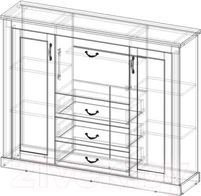 Шкаф с витриной Интерлиния ТР-ПБ (вудлайн кремовый/дуб венге)