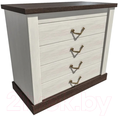 Комод Интерлиния ТР-4Ш (вудлайн кремовый/дуб венге) - фото