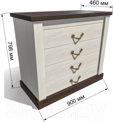 Комод Интерлиния ТР-4Ш (вудлайн кремовый/дуб венге)