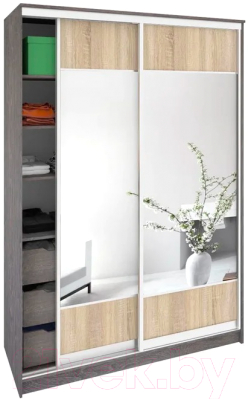 Шкаф Кортекс-мебель Сенатор ШК10 Геометрия ДСП с зеркалом - фото