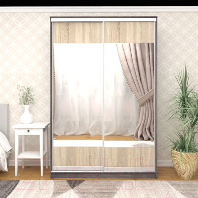 Шкаф Кортекс-мебель Сенатор ШК10 Геометрия ДСП с зеркалом