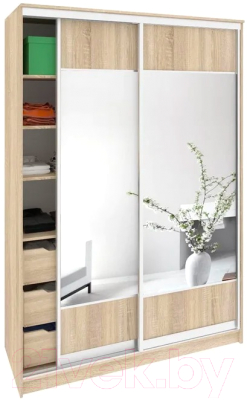 Шкаф Кортекс-мебель Сенатор ШК10 Геометрия ДСП с зеркалом - фото