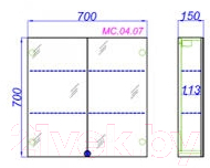 Шкаф с зеркалом для ванной Aqwella MC / МС.04.07 (белый)