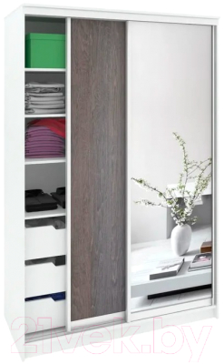 Шкаф Кортекс-мебель Сенатор ШК10 Классика ДСП с зеркалом - фото