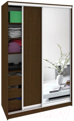 Шкаф Кортекс-мебель Сенатор ШК10 Классика ДСП с зеркалом - фото