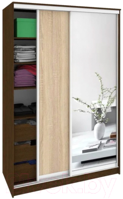 Шкаф Кортекс-мебель Сенатор ШК10 Классика ДСП с зеркалом - фото