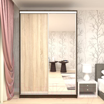 Шкаф Кортекс-мебель Сенатор ШК10 Классика ДСП с зеркалом