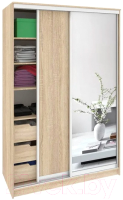 Шкаф Кортекс-мебель Сенатор ШК10 Классика ДСП с зеркалом - фото