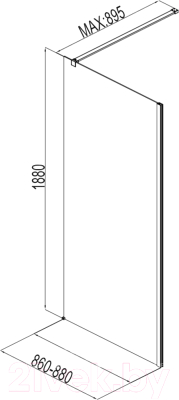 Душевая стенка Aquanet Cinetic / AE12-F-90H190U-CT (прозрачное стекло)