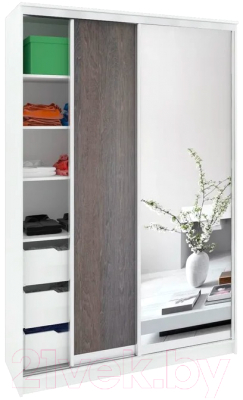 Шкаф Кортекс-мебель Сенатор ШК10-45 Классика ДСП с зеркалом - фото