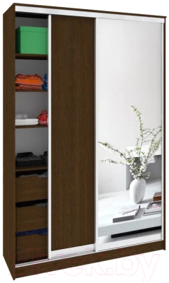 Шкаф Кортекс-мебель Сенатор ШК10-45 Классика ДСП с зеркалом - фото