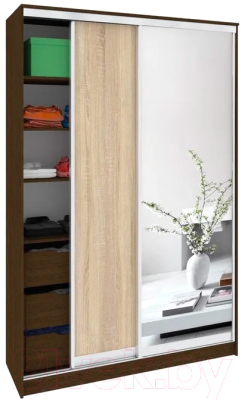 Шкаф Кортекс-мебель Сенатор ШК10-45 Классика ДСП с зеркалом - фото