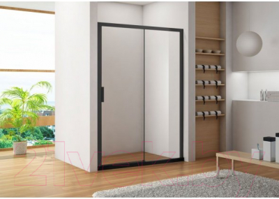 Душевая дверь Aquanet Pleasure 130 / AE60-N-130H200U-BT (черный матовый/прозрачное стекло)