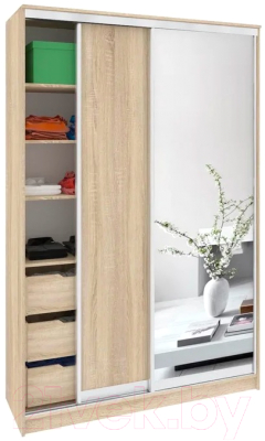 Шкаф Кортекс-мебель Сенатор ШК10-45 Классика ДСП с зеркалом - фото