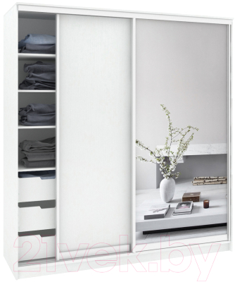 Шкаф Кортекс-мебель Сенатор ШК12 Классика ДСП с зеркалом - фото