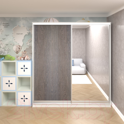 Шкаф Кортекс-мебель Сенатор ШК12 Классика ДСП с зеркалом