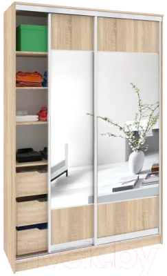 Шкаф Кортекс-мебель Сенатор ШК10-45 Геометрия с зеркалом - фото