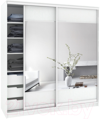 Шкаф Кортекс-мебель Сенатор ШК12 Геометрия ДСП с зеркалом - фото