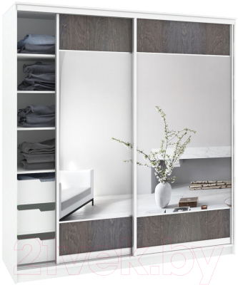 Шкаф Кортекс-мебель Сенатор ШК12 Геометрия ДСП с зеркалом - фото