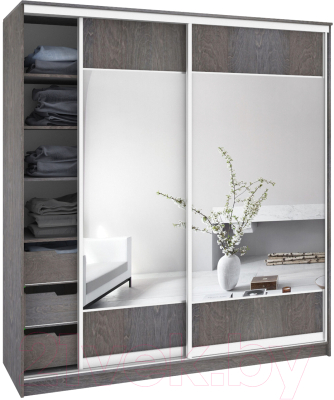 Шкаф Кортекс-мебель Сенатор ШК12 Геометрия ДСП с зеркалом - фото