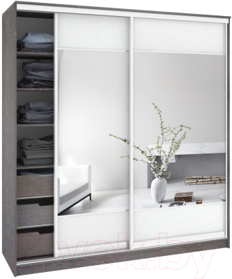 Шкаф Кортекс-мебель Сенатор ШК12 Геометрия ДСП с зеркалом - фото