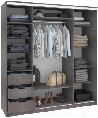 Шкаф Кортекс-мебель Сенатор ШК12 Геометрия ДСП с зеркалом