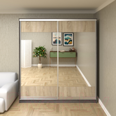 Шкаф Кортекс-мебель Сенатор ШК12 Геометрия ДСП с зеркалом