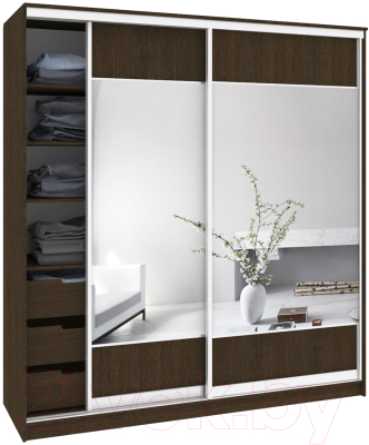 Шкаф Кортекс-мебель Сенатор ШК12 Геометрия ДСП с зеркалом - фото