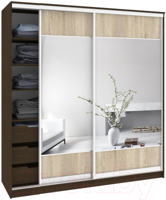 Шкаф Кортекс-мебель Сенатор ШК12 Геометрия ДСП с зеркалом - фото