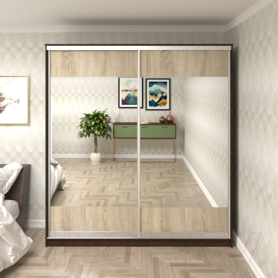 Шкаф Кортекс-мебель Сенатор ШК12 Геометрия ДСП с зеркалом