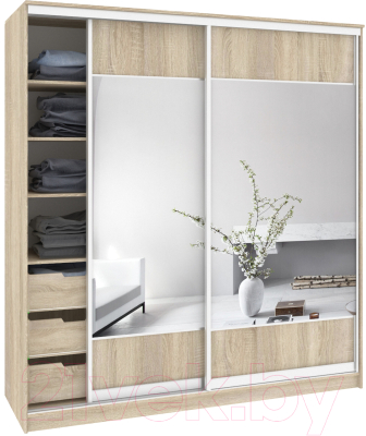 Шкаф Кортекс-мебель Сенатор ШК12 Геометрия ДСП с зеркалом - фото