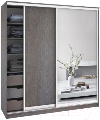 Шкаф Кортекс-мебель Сенатор ШК12 Классика ДСП с зеркалом - фото